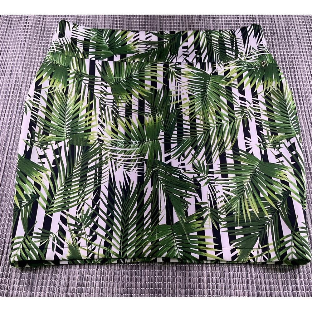 Thalia Sodi Womens XLarge Floral Baroque Mini Skirt Black Green Ornate Stretch